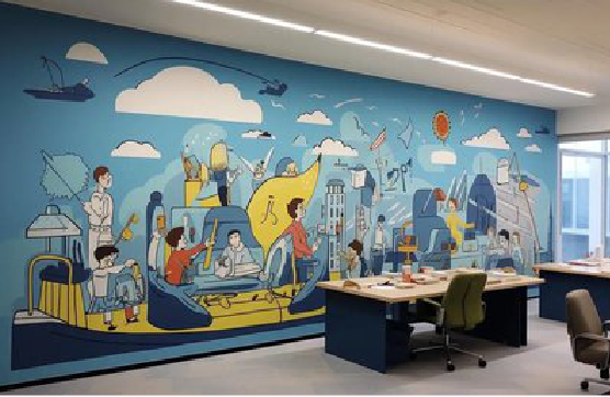 达州办公室墙绘的特点。